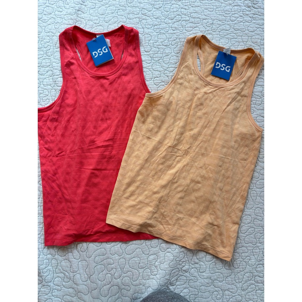 DSG Girls Movement Seamless Mesh Tank Tops 2-Pack Cabana Coral Peach XL 16
